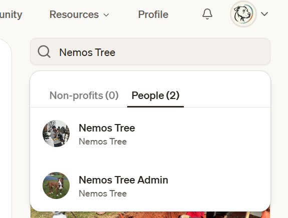 Screenshot: searching for Nemos Tree